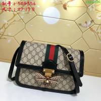 GUCCI古馳女包 新款 524356 全新Ophidia系列 復古文藝風 拼色蝴蝶扣 GUCCI斜挎包 pvc/黑色  ydgq3406