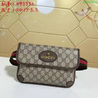 GUCCI古馳 新款 493930 Gucci腰包 古馳單肩包 Gucci斜挎包 古馳虎頭標胸包 pvc/啡棕  ydgq3426