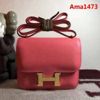 HERMES愛馬仕 空姐包 constance 唇膏粉 EPSOM 18cm 金扣 蠟線縫製 單肩斜挎包  Ama1473