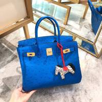 Hermes女包 愛馬仕Birkin30cm Hermes鉑金包 進口k級鴕鳥皮 手工蠟線縫製 Hermes鴕鳥皮手提女包  am1991