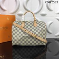 路易威登LV 頂級原單 N41373 Speedy 30手袋 皮質手柄 Damier Azur帆布 理想都市手袋 柔軟輕巧而經典 手提單肩斜挎包  YDH2589