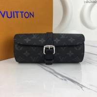 路易威登LV腕表盒 頂級原單 Eclipse Monogram帆布 腕表盒 皮質系帶 銀色金屬搭扣 套盒  ydh2660