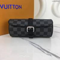 路易威登LV腕表盒 頂級原單 Eclipse Monogram帆布 3枚裝 腕表盒 皮質系帶 銀色金屬搭扣 套盒  ydh2662