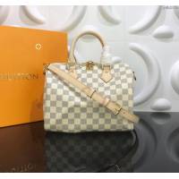 LV女包 N41374 路易威登Speedy 25手袋 LV手提袋 LV手腕包 Damier Azur帆布包 LV肩背包  ydh3026