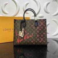 Louis Vuitton新款女包 M45039 丝印Monogram帆布 路易威登联名系列Onthego手袋 LV手提购物袋  ydh4180