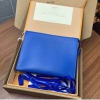 LV專櫃2023新款升級版男士手包 M41366 路易威登藍色水波紋盥洗袋 dn1028