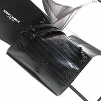 YSL爆款女士包包 聖羅蘭經典款爆裂紋羊皮聖羅蘭印花手提包 YSL折疊購物袋手袋  jjh1036