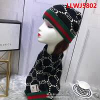 GUCCI古馳 官網同步 套裝系列 新款圍巾加帽子 男女同款 LLWJ5802