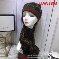 GUCCI古馳 官網同步 套裝系列 新款圍巾加帽子 男女同款 LLWJ5803