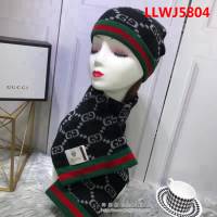 GUCCI古馳 官網同步 套裝系列 新款圍巾加帽子 男女同款 LLWJ5804