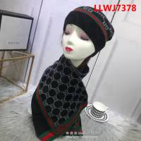 GUCCI古馳 官網同步 高端新款套裝系列 休閒百搭圍巾加帽子 男女同款 LLWJ7378