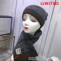 GUCCI古馳 官網同步 高端新款套裝系列 休閒百搭圍巾加帽子 男女同款 LLWJ7381