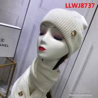 CHANEL香奈兒 官網最新 時尚百搭羊毛針織帽子圍巾套裝 男女同款 LLWJ8737
