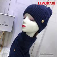 CHANEL香奈兒 官網最新 時尚百搭羊毛針織帽子圍巾套裝 男女同款 LLWJ8738