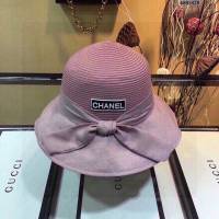 Chanel女士帽子 香奈兒蝴蝶結可折疊禮帽草帽 Chanel遮陽帽  mm1011