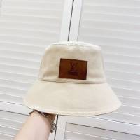 LV男女同款帽子 路易威登2021新款簡約多孔皮標漁夫帽遮陽帽  mm1208