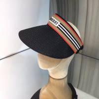 Burberry爆款女士帽子 巴寶莉新品空頂帽髮夾 巴寶莉編織草帽  mm1241