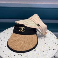Chanel爆款女士帽子 香奈兒新款空頂帽草帽  mm1270