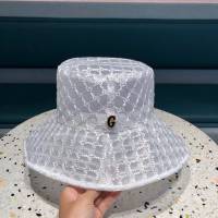 Gucci爆款女士帽子 古馳白色印花透氣漁夫帽遮陽帽  mm1291