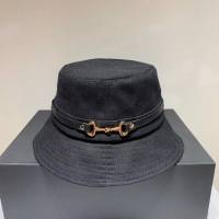 Gucci男女同款帽子 古馳2021春秋新款帆布漁夫帽遮陽帽  mm1386
