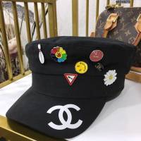Chanel爆款女士帽子 香奈兒印章軍帽  mm1456