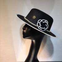 Chanel爆款女士帽子 香奈兒珍珠山茶花小香草帽遮陽帽  mm1500