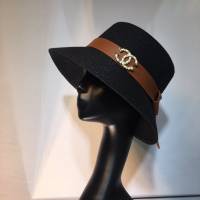 Chanel新品女士帽子 香奈兒小香拼接草帽遮陽帽  mm1512
