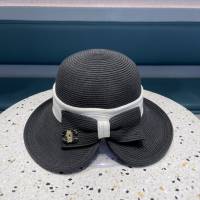 Chanel女士帽子 香奈兒2021新款蝴蝶結草編柔軟折疊材質盆帽草帽禮帽  mm1545