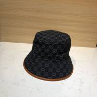 Gucci男女同款帽子 古馳GG牛仔藍漁夫帽遮陽帽  mm1581