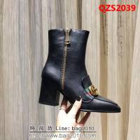 GUCCI古馳 2018經典版 最新秋冬新款 黑色7寸短靴 QZS2039