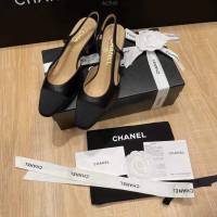 Chanel專櫃經典款女士涼鞋 香奈兒時尚sling back涼鞋平跟鞋6.5cm中跟鞋 dx2549