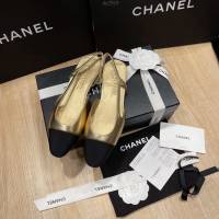 Chanel專櫃經典款女士涼鞋 香奈兒時尚sling back涼鞋平跟鞋6.5cm中跟鞋 dx2559
