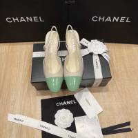 Chanel專櫃經典款女士涼鞋 香奈兒時尚sling back涼鞋平跟鞋6.5cm中跟鞋 dx2568