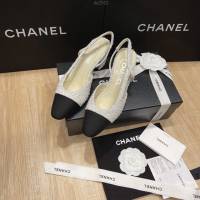 Chanel專櫃經典款女士拼色涼鞋 香奈兒時尚slingback拼色涼鞋平跟鞋中跟鞋 dx2582
