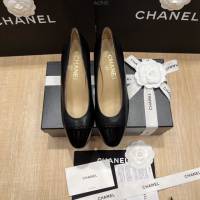 Chanel專櫃經典款女士拼色單鞋 香奈兒頂級版本平跟鞋高跟鞋 dx2592