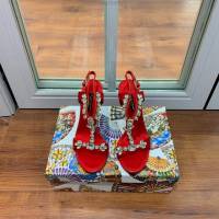 杜嘉班納Dolce & Gabbana鑽扣涼鞋 真絲配捷克鑽 高跟涼鞋 dx3347