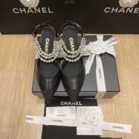 chanel2022最新爆款珍珠涼鞋 香奈兒尖頭平跟涼鞋 dx3351