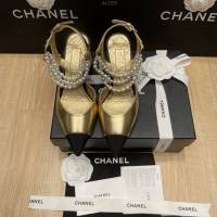 chanel2022最新爆款珍珠涼鞋 香奈兒尖頭平跟涼鞋 dx3355