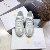 Dior明星同款平底圓頭運動鞋 迪奧2021春夏最新情侶款系帶休閒小白鞋 CD字母logo小蜜蜂印花拼色德訓鞋 dx3504