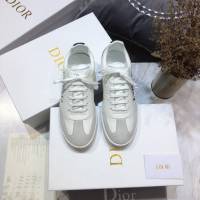 Dior明星同款平底圓頭運動鞋 迪奧2021春夏最新情侶款系帶休閒小白鞋 CD字母logo小蜜蜂印花拼色德訓鞋 dx3508