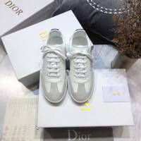 Dior明星同款平底圓頭運動鞋 迪奧2021春夏最新情侶款系帶休閒小白鞋 CD字母logo小蜜蜂印花拼色德訓鞋 dx3509