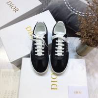 Dior明星同款平底圓頭運動鞋 迪奧2021春夏最新情侶款系帶休閒小白鞋 CD字母logo小蜜蜂印花拼色德訓鞋 dx3510