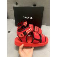 Chanel女鞋 香奈兒春夏新款字母logo涼鞋魔術貼涼鞋 Chanel沙灘鞋  naq1243