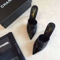 Chanel女鞋 香奈兒小香風 雙C logo色彩拼接 Chanel氣質皮半拖鞋  naq1244