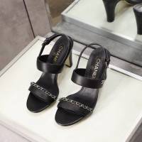 Chanel女鞋 香奈兒新款涼鞋 鏈子裝飾 Chanel高跟女涼鞋  naq1258