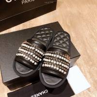 Chanel女鞋 香奈兒2020新款珍珠鏈條拖鞋  naq1294