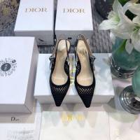 DIOR女鞋 迪奧2021專櫃新款Slingback鏤空刺繡網面女鞋 Dior網狀露跟高跟涼鞋  naq1387