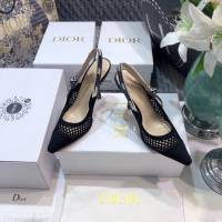 DIOR女鞋 迪奧2021專櫃新款Slingback鏤空刺繡網面女鞋 Dior網狀露跟高跟涼鞋  naq1389