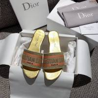 DIOR女鞋 迪奧2021專櫃新款磨砂新大底涼拖 Dior一字型刺繡拖鞋  naq1440