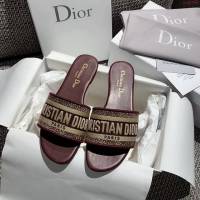 DIOR女鞋 迪奧2021專櫃新款磨砂新大底涼拖 Dior一字型刺繡拖鞋  naq1445